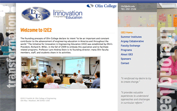 Screenshot of i2e2.olin.edu